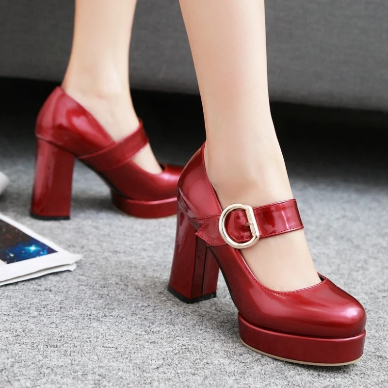 

Lapolaka Big Size 32-48 Women Mary Jane Shoes woman Vintage Thick High Heels Platform Pumps Party Wedding Prom Footwear