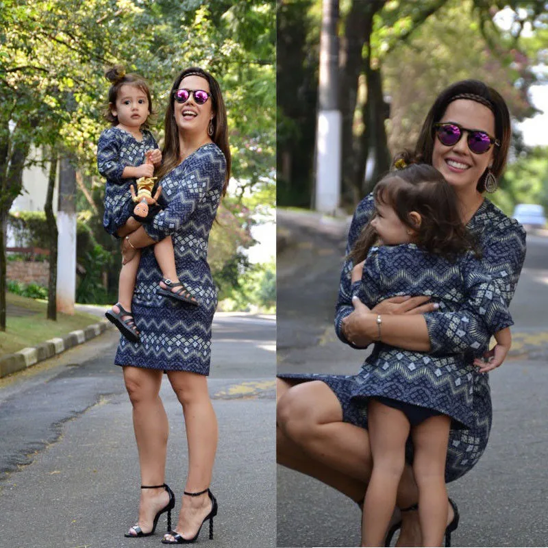 

Family Matching Clothing New Year's Costume Mother And Daughter Boho Dresses Parent-child Dress 2018 New Family Matching Vestido