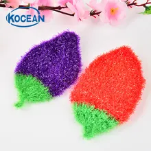 5pcs/lot new Lovely Fruit Print Hanging Kitchen Towel Sponge Towels Quick-Dry Cleaning Rag Dish Cloth Wiping Napkin