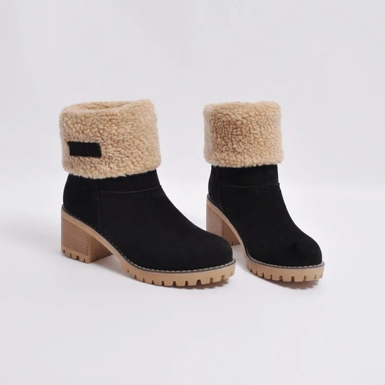 Женские ботинки женская зимняя обувь с круглым носком теплые зимние ботинки на шнуровке без шнуровки из флока уличные полуботинки из искусственной кожи Размеры 35-43