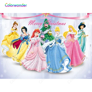 

Merry Christmas Backdrops for Photography Princess Pink Banner Photo Background for Girl Birthday Party Celebration Set Custom