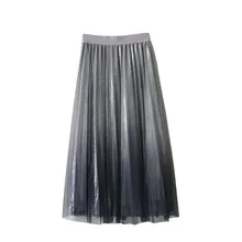 KLV/ Для женщин длинные Тюлевая юбка-пачка принцессы Милые юбки вечерние пляжные многослойная юбка D4