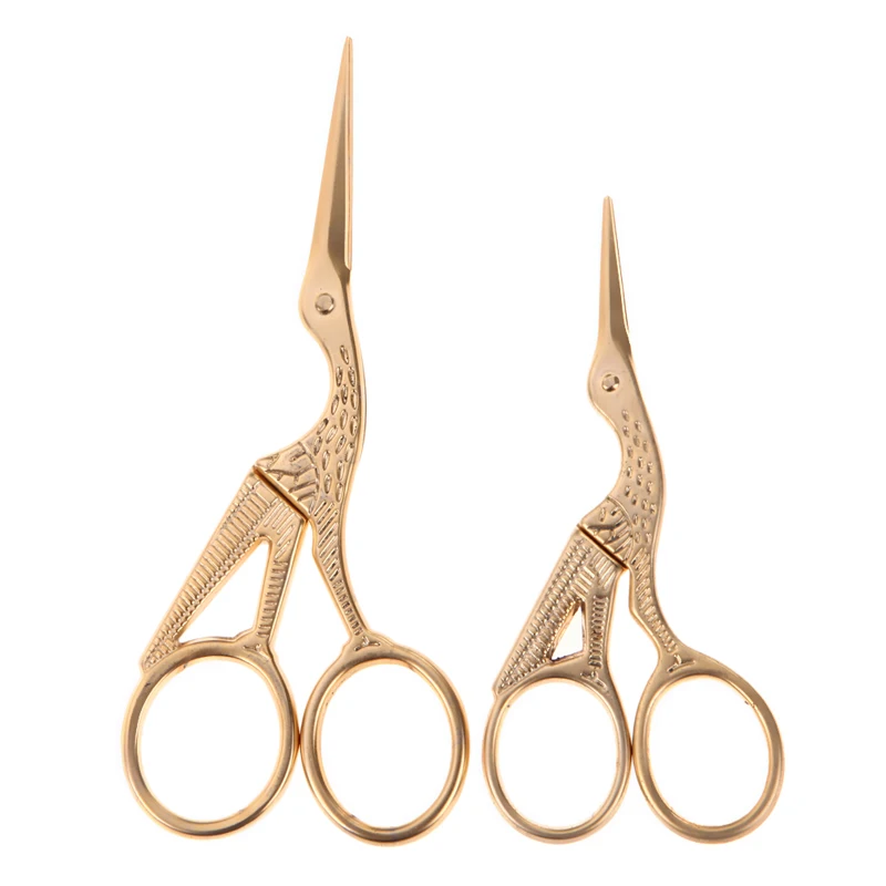 2 pcs Tailor's Scissors Heron Sewing Scissors High Steel Gold Vintage Tailor Scissors