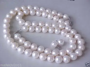 

9-10MM REAL SOUTH SEA WHITE PEARL NECKLACE BRACELET EARRING