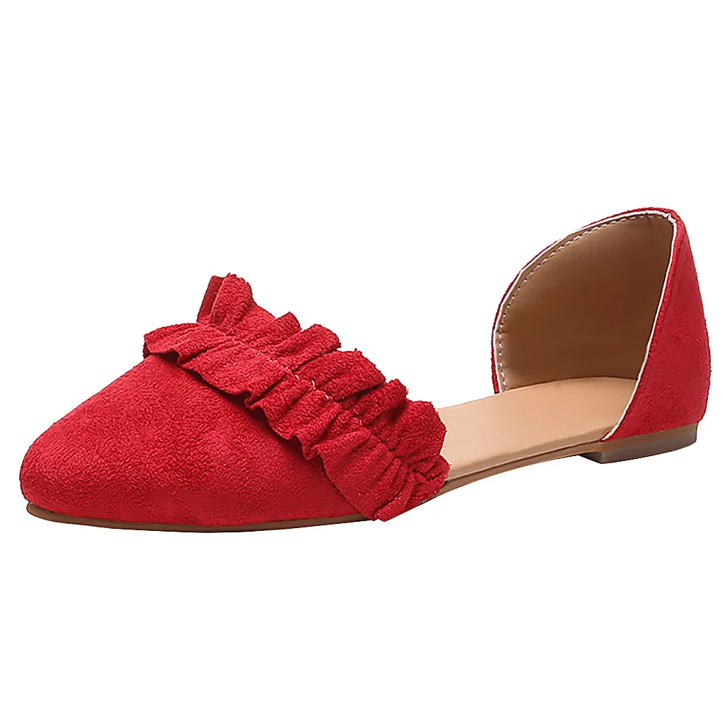 Летние офисные босоножки без застежки; женские модные повседневные однотонные лоферы с острым носком на плоской подошве; тонкие туфли; Zapatos De Mujer; Новинка - Цвет: Red
