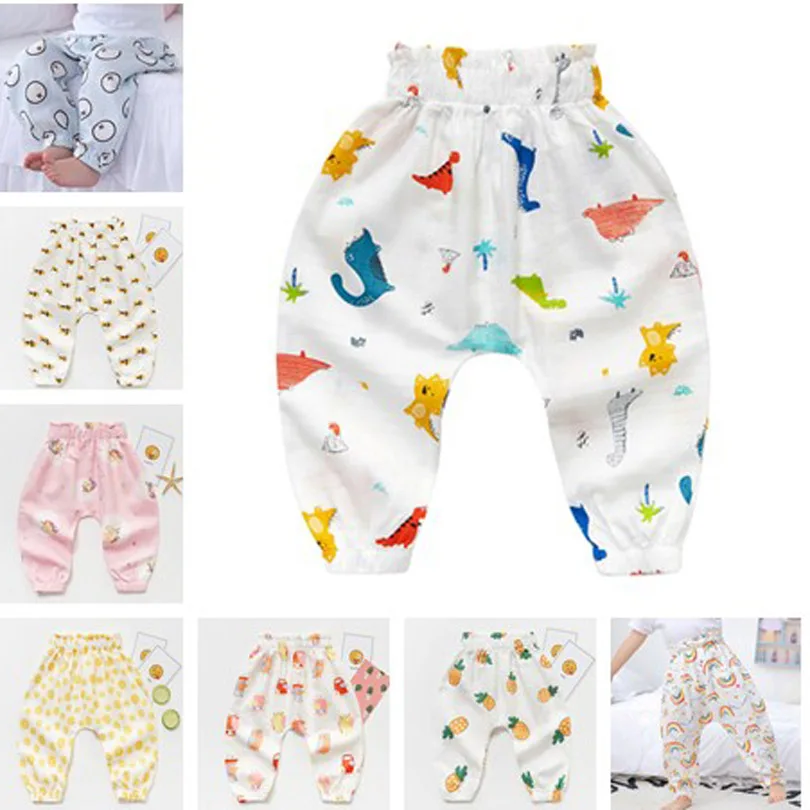 

Print Cotton Gauze Baby Trousers Babys Boys Girls PP Pants Harem Pants Kids Infant Girl Boy Clothing Bebe Children Dinosaur