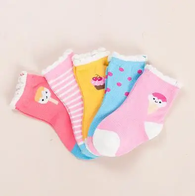 10 шт. = 5 пар носков для малышей повседневные хлопковые носки с принтом для маленьких мальчиков и девочек спортивные детские носки От 1 до 12 лет - Цвет: Cake