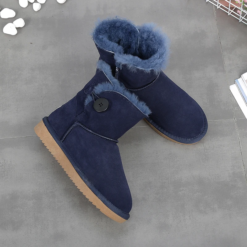 Najtaniej GRWG 2020 nowy marka prawdziwej skóry 100% wełniane śniegowce dla kobiet mini przycisk botki zimowe buty darmowa wysyłka