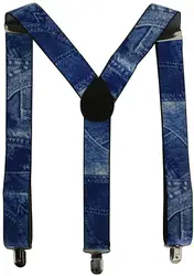 Новый 3,5 см в ширину Adustable 3 клипы синего джинсового цвета подтяжки для мужской Регулируемый эластичный X Назад 2018 брюки с подтяжками