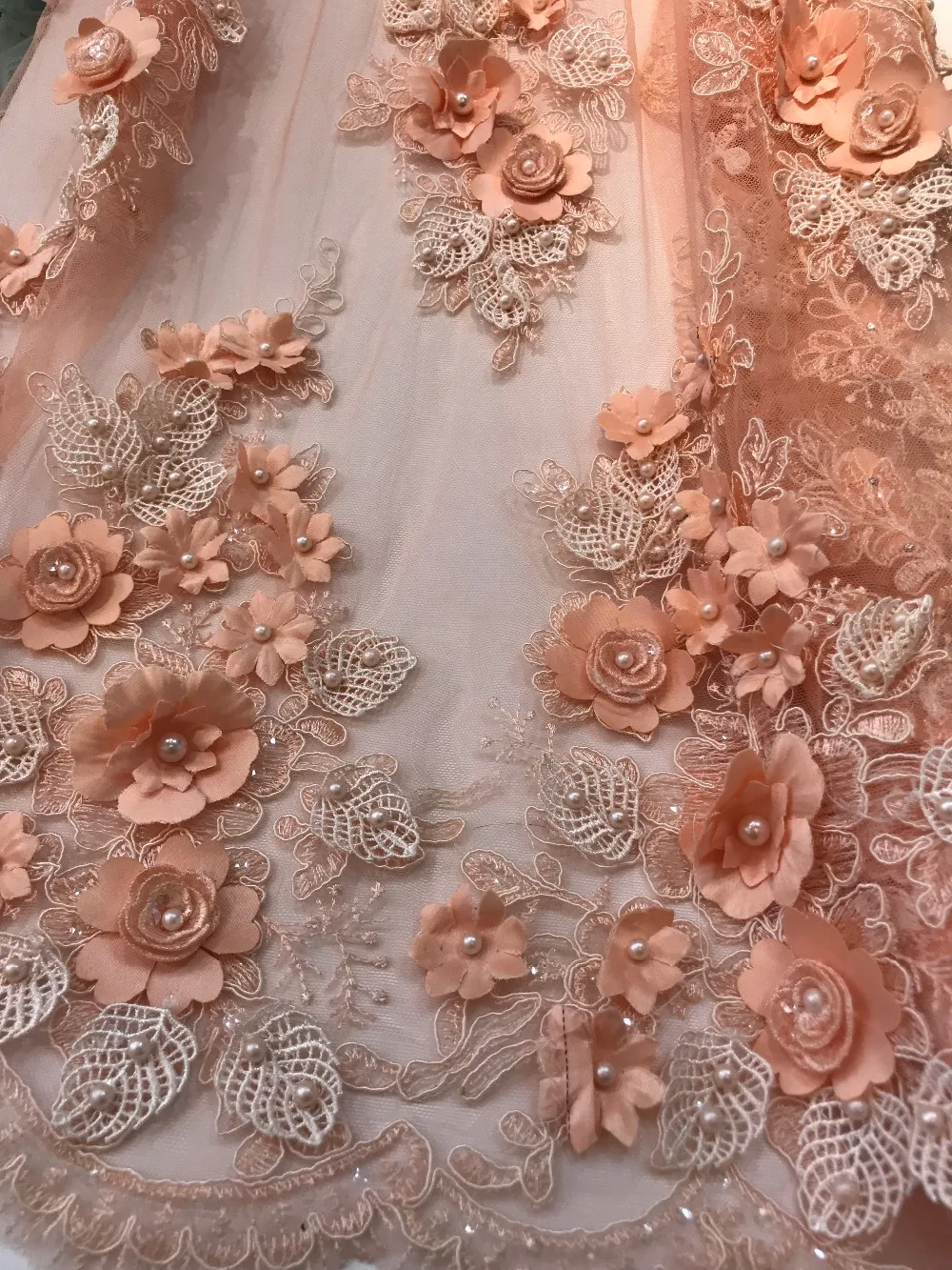 

super Quality 3d flower African Tulle Lace Fabric ZH-81423 For bridal Dress Embroidered Net Fabric