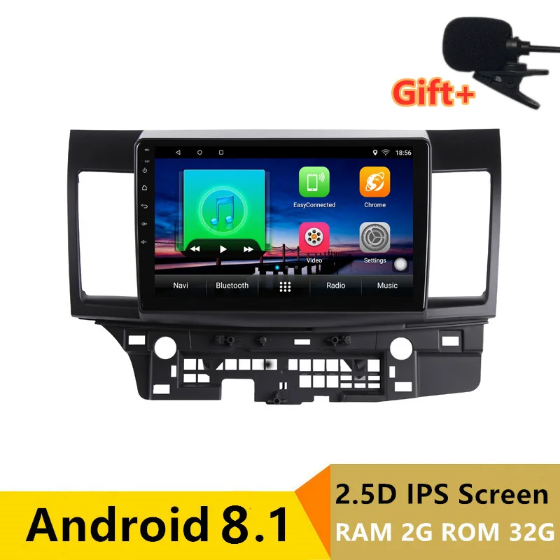 10 "2 + 32 г 2.5D ips Android 8,1 автомобильный DVD мультимедийный плеер gps для Mitsubishi Lancer 2008 2009-2016 автомобильный Радио Стерео навигация