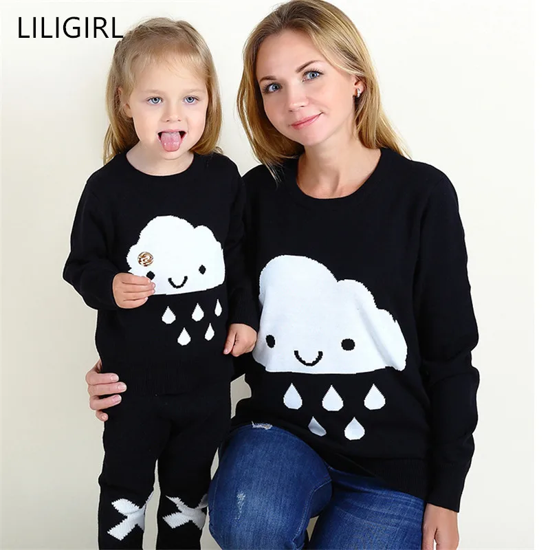 

Parent-child Mother Daughter Outfits Family Look Sweaters Family Matching Outfits kids Girls Boys Knit Shirts