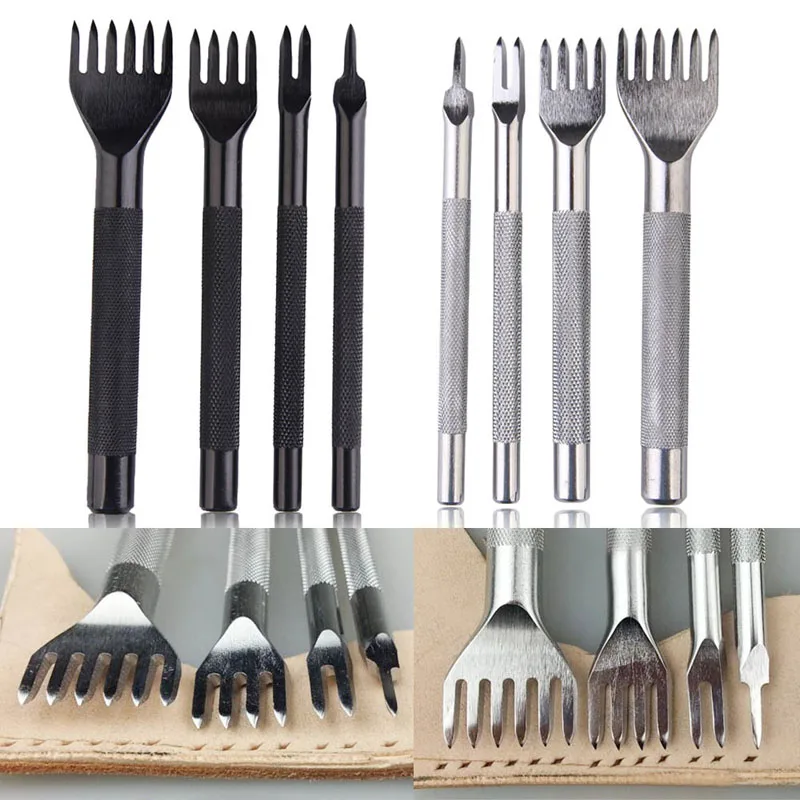 

Professional 4pcs/lot 10.5cm Leather Craft Hole Punches DIY Tools Rhombus Punch Tool Black