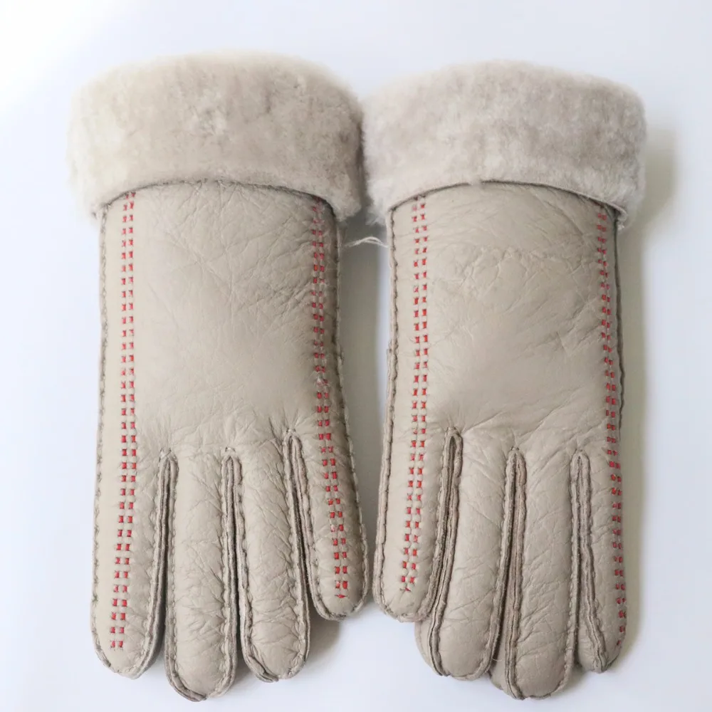 Зимние супер теплые женские шерстяные перчатки с овечьим мехом, зимние теплые модные Утепленные Перчатки и варежки из овчины ручной работы