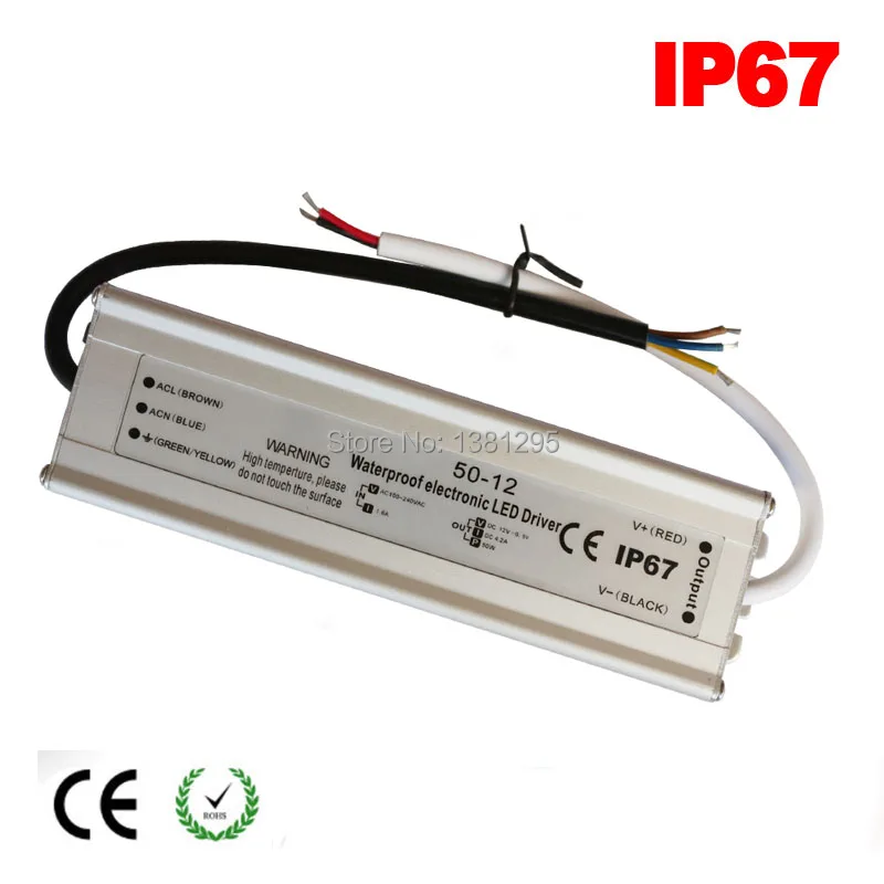 Comprar Fuente de alimentación de 12 V CC 24V Transformador electrónico 12W 20W 30W 40W 50W 60W 80W controlador de lámpara LED IP67 alimentation 5A 220 12 V tira