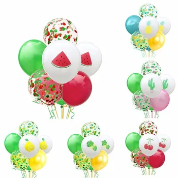 

12 Inch 2019 Balloon Summer Ballons Fruit Pineapple Cherry Watermelon Lemon Print Latex Balloon Hawaiian Theme Party Decoration