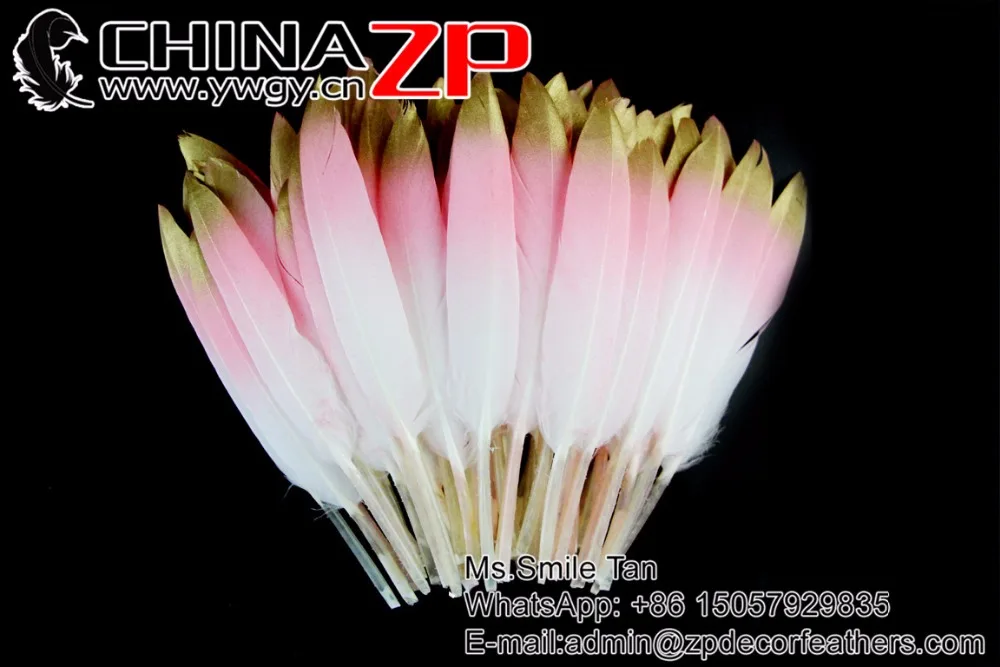15 Baby Pink Gold dipped Baby Pink feathers (1)