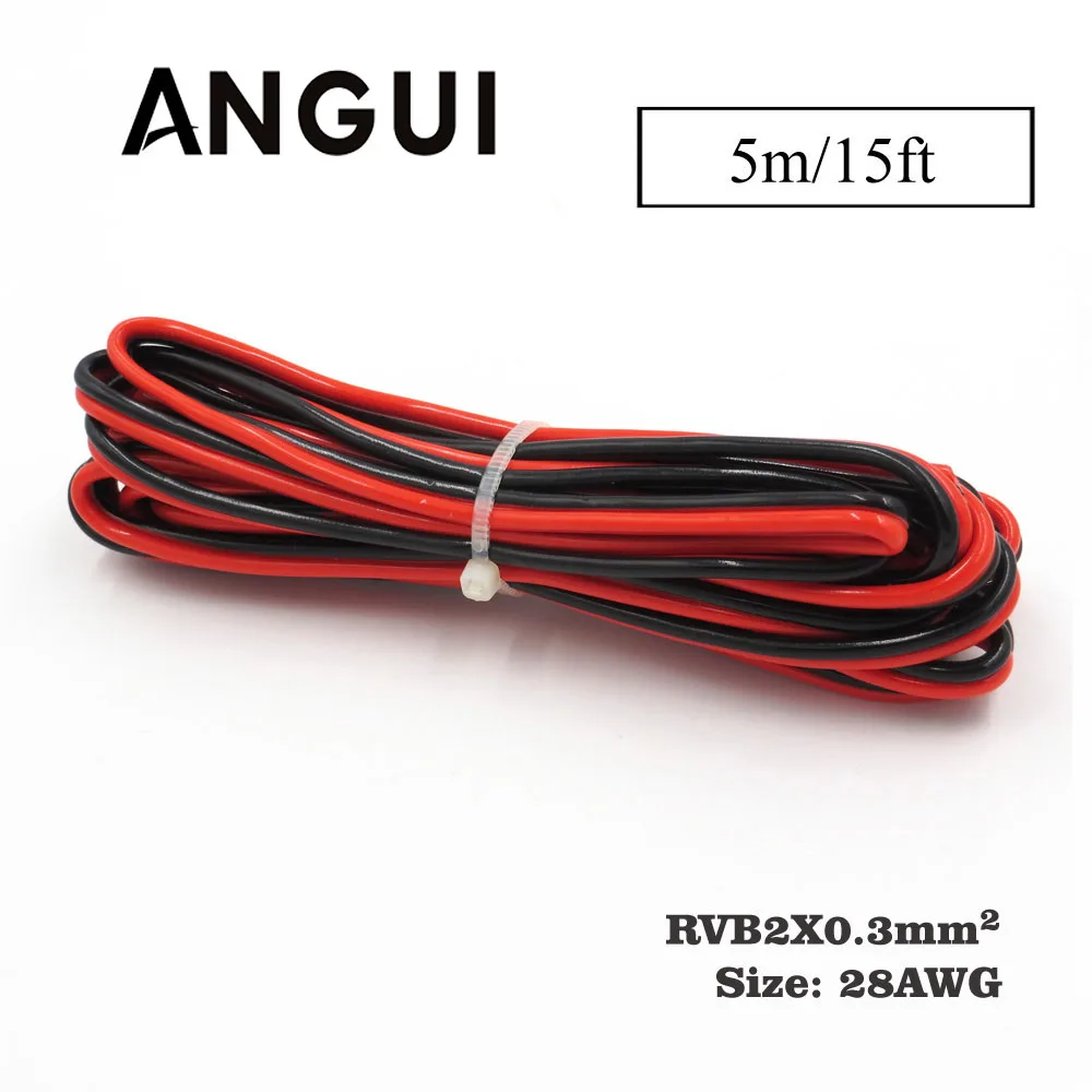 

5m x 28AWG 0.3mm2 PVC Insulated 2 Pin Copper wire IEC RVB PVC electrical cables LED lamp strip extend Solar DIY Connect