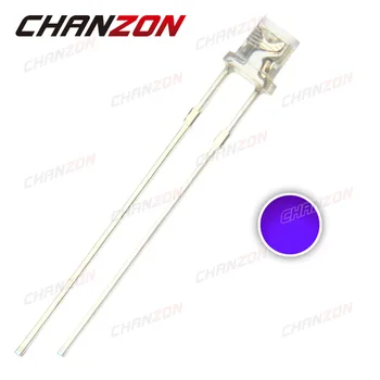 

CHANZON 100pcs Water Clear 3mm UV Purple Flat Top Ultraviolet 395nm - 400nm 3 mm LED Light-Emitting Diode 20mA 3V DIP DIY PCB