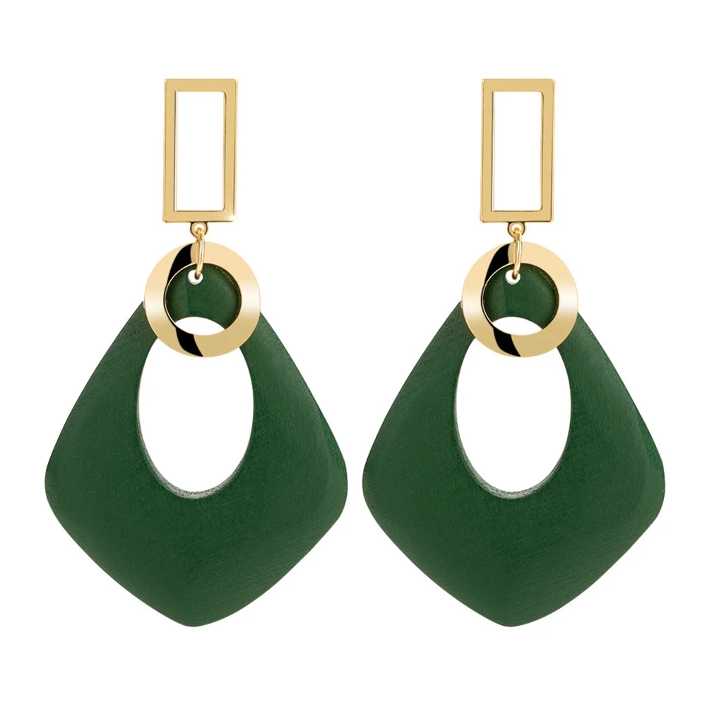

Green temperament retro Women Earrings Geometric Acrylic Earrings Girls Pendants Party Birthday Summer Earrings