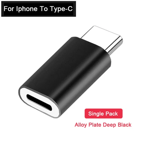 Для Lightning Pin to type C USB-C конвертер из алюминиевого сплава для зарядки type-C коннектор адаптер для huawei Android смартфон - Цвет: Черный