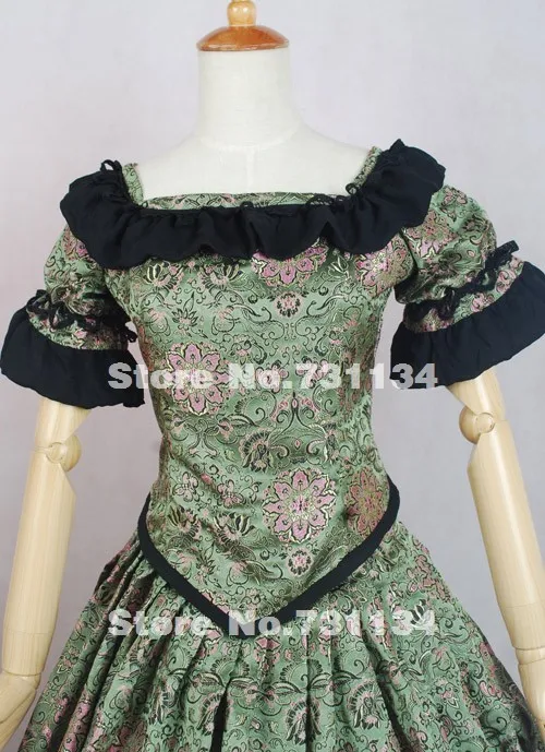 Элегантный Винтаж коричневый печатных рубашка с короткими рукавами викторианское бальное платье с цветным Ретро принтом викторианской платья для женщин костюмы для
