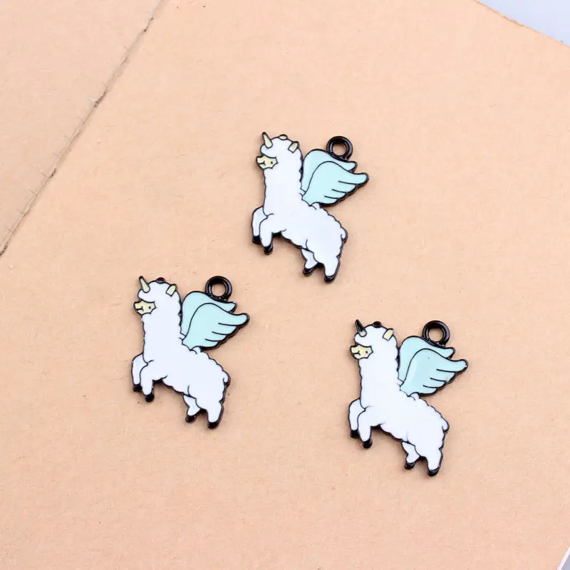 Pinkycolor 10 шт Подвески эмалевый сплав Kawaii 24*25 мм животное Летающая Альпака DIY браслет