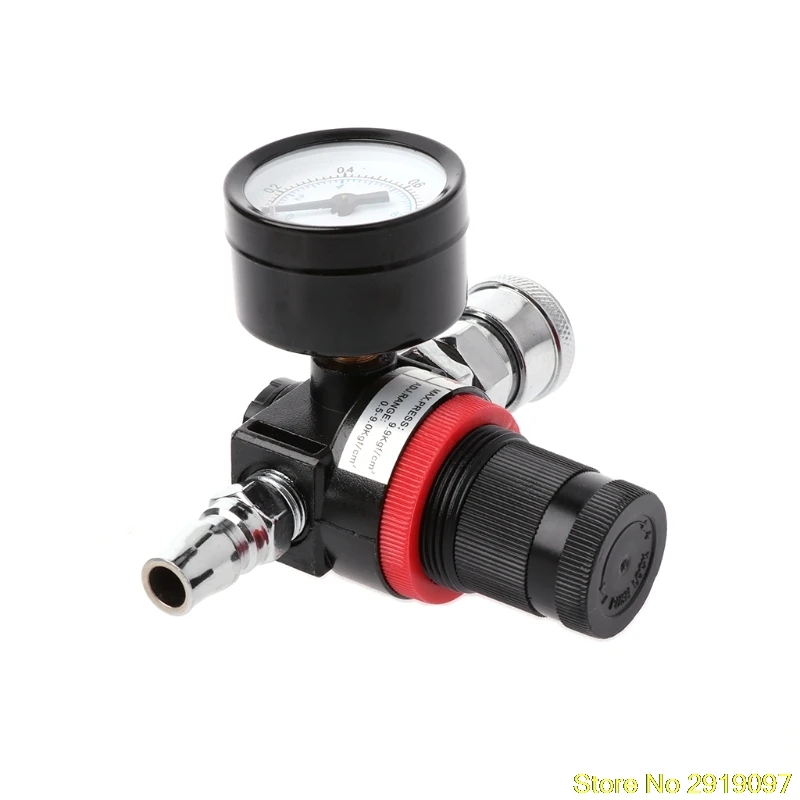 New 1/4" HVLP Spray Gun Air Adjusting Valve Regulator Pressure Gauge