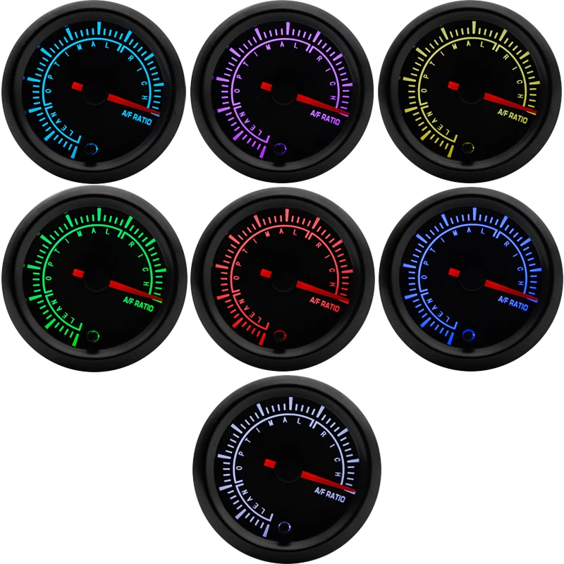 

2" 52mm 7 Colors LED Car Auto Air Fuel Ratio Gauge High Speed Stepper Motor AFR Gauge Car Meter