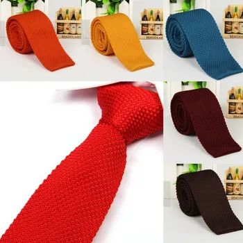 

Best Price Men's Fashion Solid Tie Knit Knitted Tie Plain Necktie Narrow Slim Skinny Woven