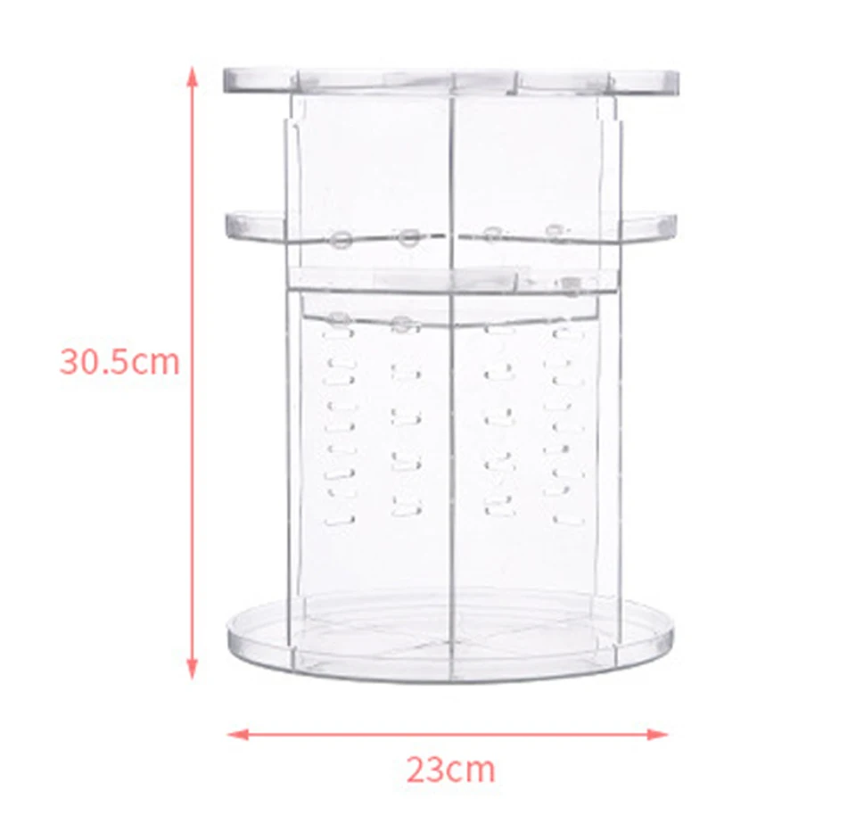 Makeup Organizer 360 Rotating Adjustable Storage Box Plastic Clear AcrylicTransparent Box Jewelry Necklace Nail Polish Cosmetic (4)