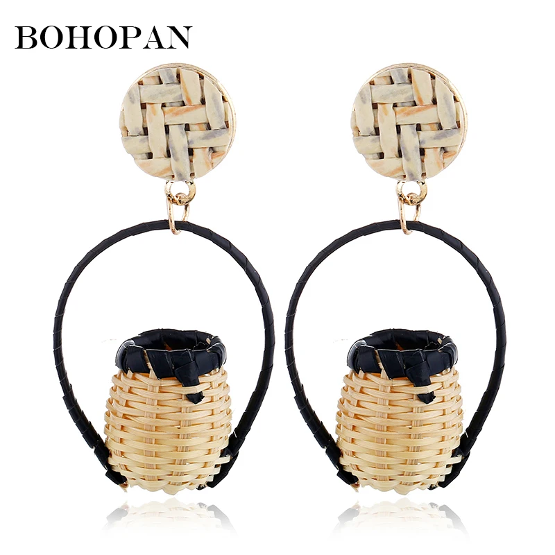 

2018 New Weave Earring For Women Personalise Retro Vine Braid Long Drop Earrings Geometric Basket Shape Fashion Jewelry Bijoux