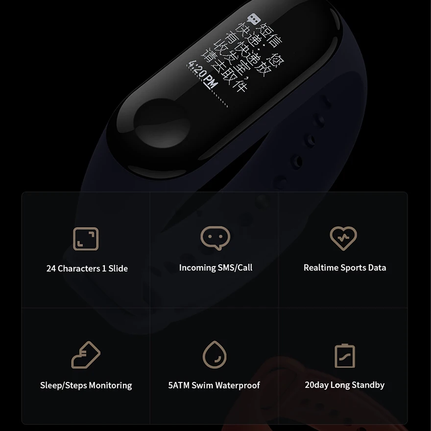 Xiaomi mi band 3 фитнес Бег шагомер, контроллер сна сердечного ритма insencitive детектор браслет mi band3 трекер