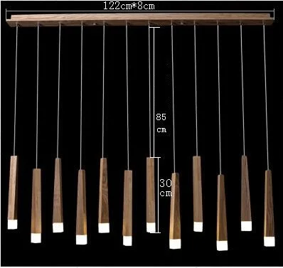 LukLoy деревянная палочка подвесные светильники, кухня Остров гостиная магазин украшения, современная натуральная древесина трубы подвесные светильники - Цвет корпуса: Set of 12 Lamp 122cm