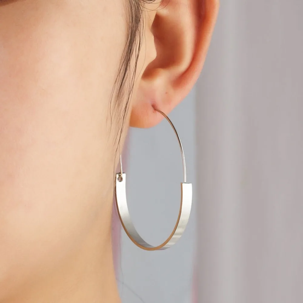OL Gold Silver Color Big Hoop Earrings For Women Geometric Semi-Circle Loop Basketball Jewelry | Украшения и аксессуары