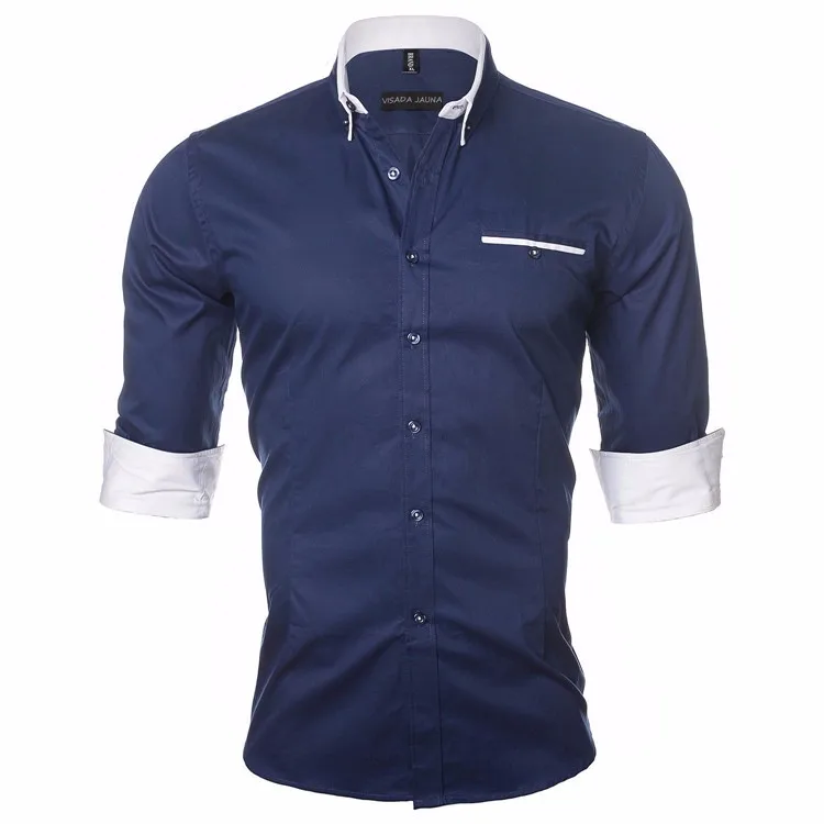 VISADA JAUNA, мужская рубашка,, одноцветная, деловая, повседневная, брендовая одежда, длинный рукав, Camisa Social Masculina 5XL N461