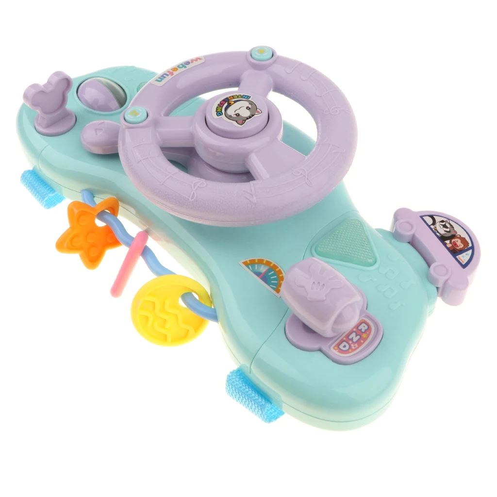 Kids Steering Wheel with Lights, Horn, Music and Sound Educational Toy Turn and Learn Driver Pretend Games For Crib Attachments