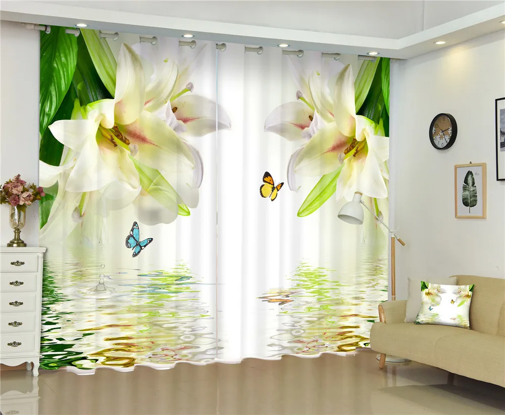 3D шторы с принтом бабочки и цветов, занавески для гостиной, спальни, офиса, отеля, дома, настенные гобелены, занавески на окна на заказ