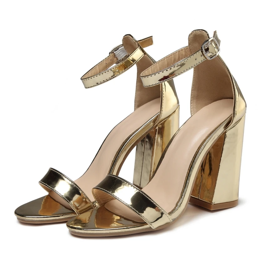 Size35-42 модная обувь Для женщин на высоких каблуках сандалии золотые Серебристые туфли-лодочки с завязками на лодыжках очень высокий каблук 10 см; квадратный каблук; женская обувь