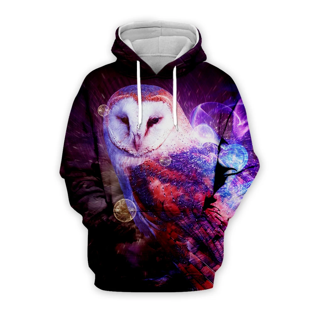 

Unisex Galaxy purple night owl 3d Hoodies men women bird printing sweatshirts autumn long sleeve zipper pullover hooded coat