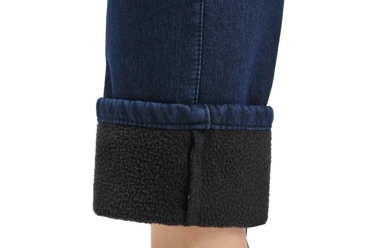 Весна Высокая талия джинсы женские quinquagenarian эластичный пояс джинсовые брюки прямого покроя мама плюс размер брюки - Цвет: velvet dark blue