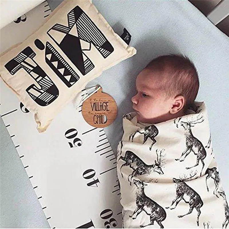 Newborn Baby Play Mat Toys Kids Growth Chart Height Measure Ruler Wooden Wall Hanging For Children Room Decoration Photo Pros