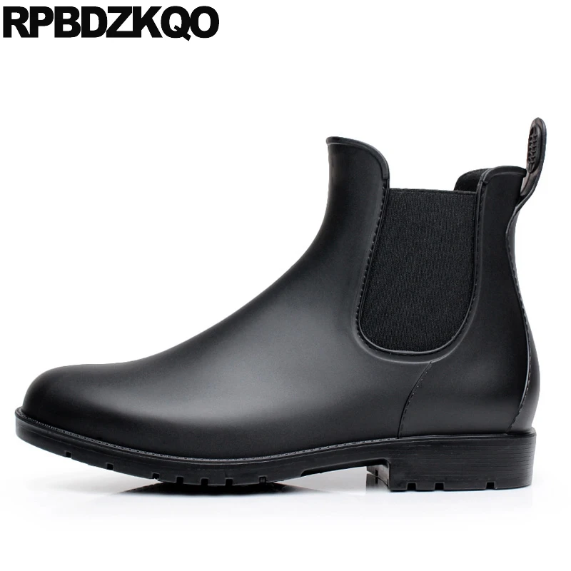 Pvc Chelsea Rain Casual Women Ankle Boots 2021 Round Toe Shoes Flat Platform Winter Waterproof Fur Black Big Size Booties 10 | Обувь
