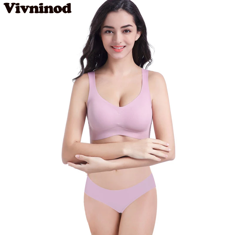 Sexy Seamless Bra Breathable Push Up Fitness Sport Wireless Brassiere Set Women Rimless Lovely Padded Plus Size Vest | Женская одежда