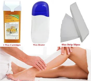 

Hot Wax Heater Set 100g Epilator Roll On Depilatory Hair Removal + 50pcs Waxing Strip + Wax Cartridge