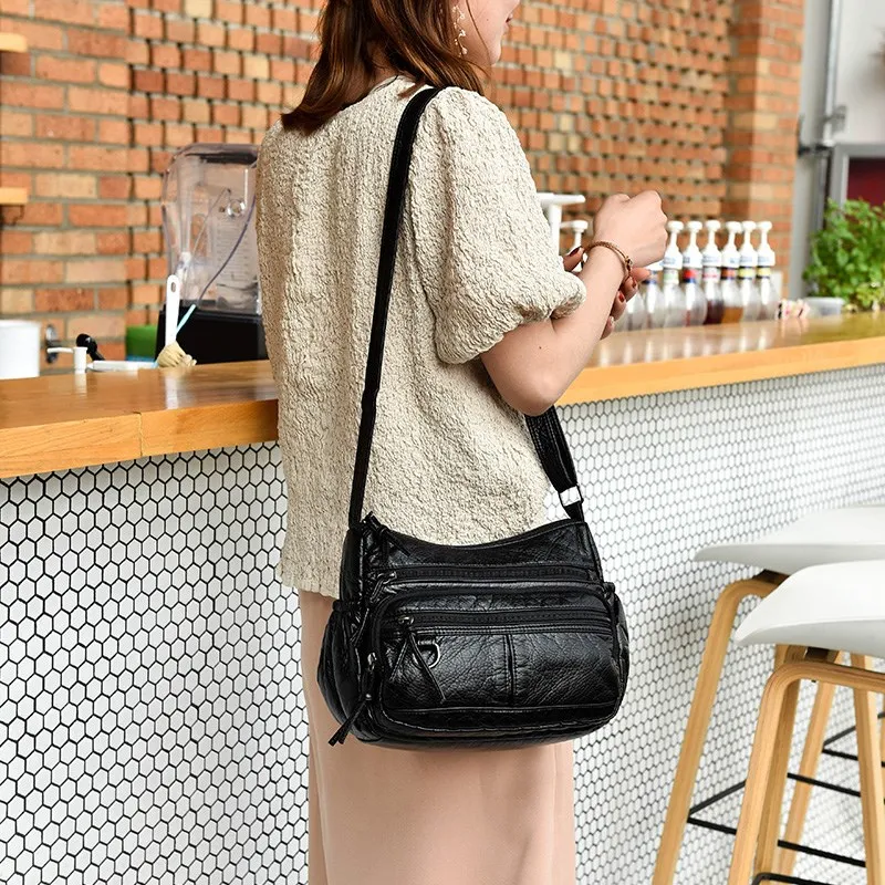 Annmouler pequeños, las mujeres bolsa de cuero de la Pu bolso de Multipockets suave lavado bolso de hombro de cuero 2 colores bolsa de mensajero Annmouler pequeños, las mujeres bolsa de cuero de la Pu bolso de Multipockets suave lavado bolso de hombro de cuero 2 colores bolsa de mensajero