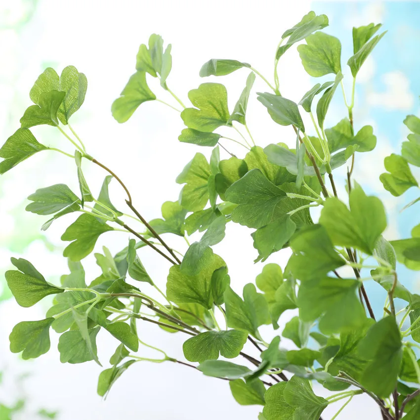 

Artificial Plants Fake Tree Branches for Home Wedding Garden Decoration Flower Arrangement Ginkgo Green Leaves