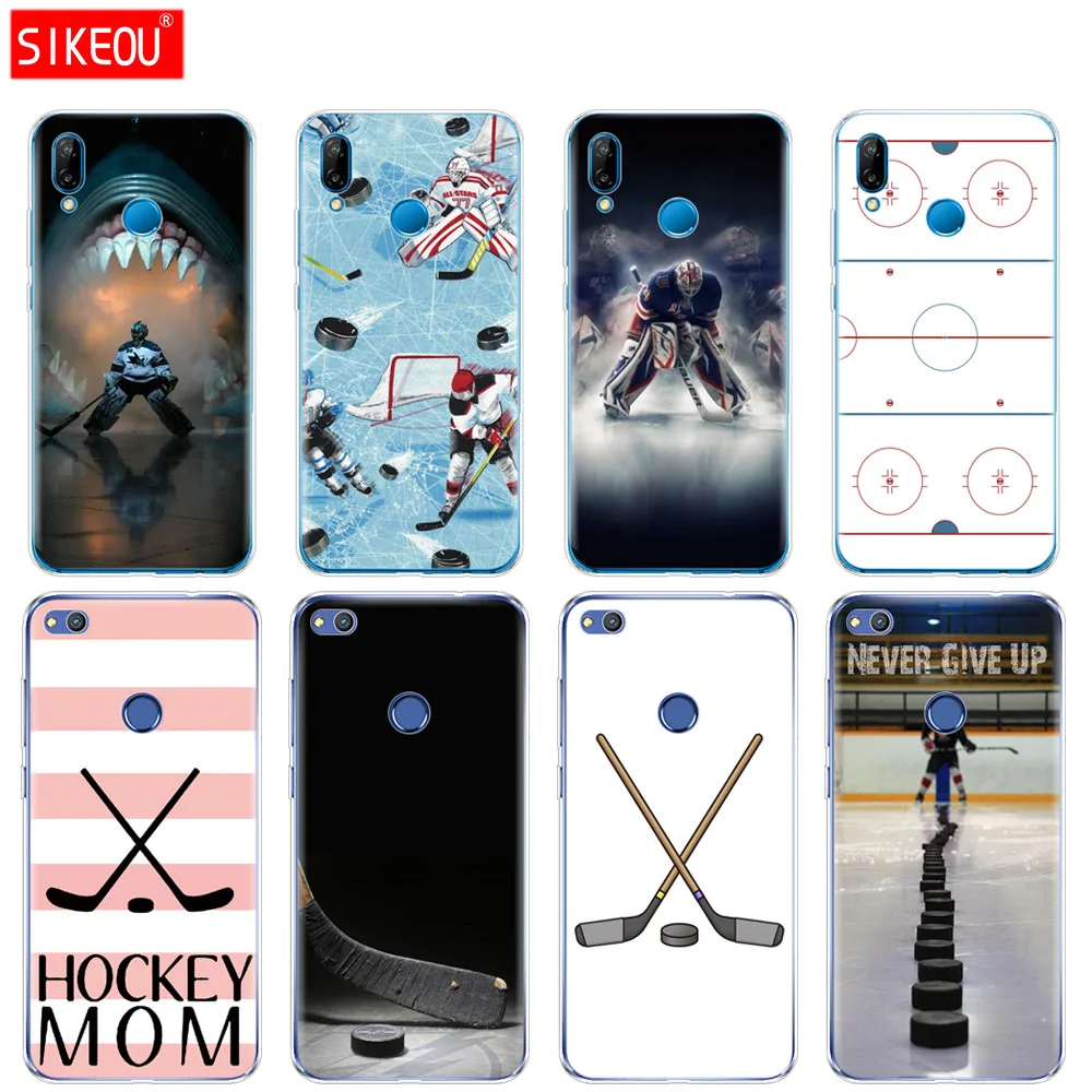 

Silicone Cover Phone Case For Huawei P20 P7 P8 P9 P10 Lite Plus Pro 2017 p smart 2018 ice Hockey Rink sport Mom