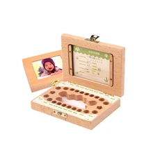 Простой стиль деревянная детская фоторамка сохранение лиственных зубов коробка для новорожденных коллекция зубов коробка на память