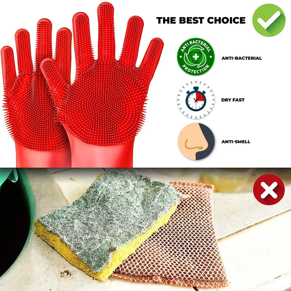 Buy SJ 2 Pack Magic Silicone Dishwashing Gloves